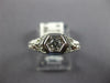 ANTIQUE DIAMOND 14KT WHITE GOLD SOLITAIRE FILIGREE ROUND HEXAGON ENGAGEMENT RING
