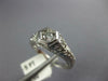 ANTIQUE DIAMOND 14KT WHITE GOLD SOLITAIRE FILIGREE ROUND HEXAGON ENGAGEMENT RING
