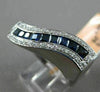ESTATE WIDE 1.42CT ROUND DIAMOND & PRINCESS SAPPHIRE 14K WHITE GOLD 3D WAVE RING