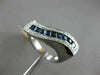 ESTATE WIDE 1.42CT ROUND DIAMOND & PRINCESS SAPPHIRE 14K WHITE GOLD 3D WAVE RING
