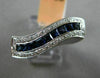 ESTATE WIDE 1.42CT ROUND DIAMOND & PRINCESS SAPPHIRE 14K WHITE GOLD 3D WAVE RING