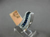 ESTATE WIDE 1.42CT ROUND DIAMOND & PRINCESS SAPPHIRE 14K WHITE GOLD 3D WAVE RING