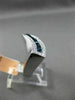 ESTATE WIDE 1.42CT ROUND DIAMOND & PRINCESS SAPPHIRE 14K WHITE GOLD 3D WAVE RING