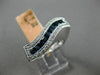 ESTATE WIDE 1.42CT ROUND DIAMOND & PRINCESS SAPPHIRE 14K WHITE GOLD 3D WAVE RING