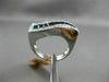 ESTATE WIDE 1.42CT ROUND DIAMOND & PRINCESS SAPPHIRE 14K WHITE GOLD 3D WAVE RING