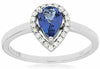 ESTATE .87CT DIAMOND & AAA TANZANITE 14KT WHITE GOLD PEAR SHAPE ENGAGEMENT RING
