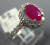 WIDE 1.37CT DIAMOND & AAA RUBY 14KT WHITE GOLD OVAL & ROUND HALO ENGAGEMENT RING