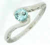 ESTATE .46CT DIAMOND & AAA AQUAMARINE 14K WHITE GOLD 3D SWIRL SOLITAIRE FUN RING