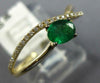 ESTATE .40CT DIAMOND & AAA EMERALD 14K YELLOW GOLD 3D ROUND & OVAL INFINITY RING