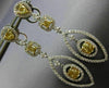 LARGE 2.81CT WHITE & FANCY YELLOW DIAMOND 18KT 2 TONE GOLD 3D HANGING EARRINGS