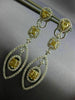 LARGE 2.81CT WHITE & FANCY YELLOW DIAMOND 18KT 2 TONE GOLD 3D HANGING EARRINGS