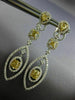 LARGE 2.81CT WHITE & FANCY YELLOW DIAMOND 18KT 2 TONE GOLD 3D HANGING EARRINGS