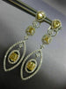 LARGE 2.81CT WHITE & FANCY YELLOW DIAMOND 18KT 2 TONE GOLD 3D HANGING EARRINGS