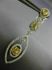 LARGE 2.81CT WHITE & FANCY YELLOW DIAMOND 18KT 2 TONE GOLD 3D HANGING EARRINGS