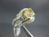 LARGE 4.21CT WHITE & FANCY YELLOW DIAMOND 14K WHITE GOLD CUSHION ENGAGEMENT RING