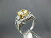 LARGE 4.21CT WHITE & FANCY YELLOW DIAMOND 14K WHITE GOLD CUSHION ENGAGEMENT RING