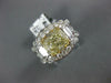 LARGE 4.21CT WHITE & FANCY YELLOW DIAMOND 14K WHITE GOLD CUSHION ENGAGEMENT RING