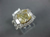 LARGE 4.21CT WHITE & FANCY YELLOW DIAMOND 14K WHITE GOLD CUSHION ENGAGEMENT RING