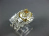 LARGE 4.21CT WHITE & FANCY YELLOW DIAMOND 14K WHITE GOLD CUSHION ENGAGEMENT RING