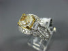 LARGE 4.21CT WHITE & FANCY YELLOW DIAMOND 14K WHITE GOLD CUSHION ENGAGEMENT RING