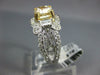 LARGE 4.21CT WHITE & FANCY YELLOW DIAMOND 14K WHITE GOLD CUSHION ENGAGEMENT RING
