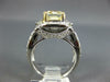 LARGE 4.21CT WHITE & FANCY YELLOW DIAMOND 14K WHITE GOLD CUSHION ENGAGEMENT RING