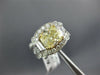 LARGE 4.21CT WHITE & FANCY YELLOW DIAMOND 14K WHITE GOLD CUSHION ENGAGEMENT RING