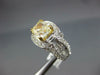 LARGE 4.21CT WHITE & FANCY YELLOW DIAMOND 14K WHITE GOLD CUSHION ENGAGEMENT RING