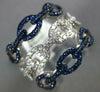 ESTATE LARGE 1.13CT DIAMOND & AAA SAPPHIRE 18KT WHITE GOLD MULTI LINK LOVE RING