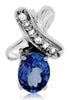 ESTATE 1.37CT DIAMOND & AAA TANZANITE 14KT WHITE GOLD 3D OVAL X LOVE PENDANT