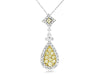 .59CT WHITE & FANCY YELLOW DIAMOND 14K WHITE GOLD SQUARE TEAR DROP PENDANT