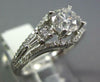 GIA LARGE 1.34CT DIAMOND 14K WHITE GOLD ROUND & BAGUETTE CLASSIC ENGAGEMENT RING