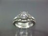 GIA LARGE 1.34CT DIAMOND 14K WHITE GOLD ROUND & BAGUETTE CLASSIC ENGAGEMENT RING