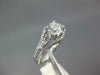 GIA LARGE 1.34CT DIAMOND 14K WHITE GOLD ROUND & BAGUETTE CLASSIC ENGAGEMENT RING