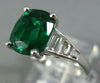 GIA 3.01CT DIAMOND & AAA EMERALD 18KT WHITE GOLD CUSHION CLASSIC ENGAGEMENT RING