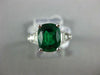 GIA 3.01CT DIAMOND & AAA EMERALD 18KT WHITE GOLD CUSHION CLASSIC ENGAGEMENT RING