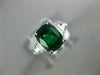 GIA 3.01CT DIAMOND & AAA EMERALD 18KT WHITE GOLD CUSHION CLASSIC ENGAGEMENT RING