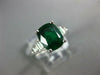 GIA 3.01CT DIAMOND & AAA EMERALD 18KT WHITE GOLD CUSHION CLASSIC ENGAGEMENT RING