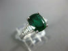 GIA 3.01CT DIAMOND & AAA EMERALD 18KT WHITE GOLD CUSHION CLASSIC ENGAGEMENT RING