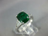 GIA 3.01CT DIAMOND & AAA EMERALD 18KT WHITE GOLD CUSHION CLASSIC ENGAGEMENT RING