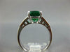 GIA 3.01CT DIAMOND & AAA EMERALD 18KT WHITE GOLD CUSHION CLASSIC ENGAGEMENT RING