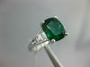 GIA 3.01CT DIAMOND & AAA EMERALD 18KT WHITE GOLD CUSHION CLASSIC ENGAGEMENT RING