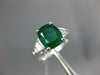 GIA 3.01CT DIAMOND & AAA EMERALD 18KT WHITE GOLD CUSHION CLASSIC ENGAGEMENT RING