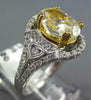 LARGE 3.70CT WHITE & FANCY YELLOW DIAMOND 14KT 2 TONE GOLD OVAL ENGAGEMENT RING