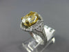 LARGE 3.70CT WHITE & FANCY YELLOW DIAMOND 14KT 2 TONE GOLD OVAL ENGAGEMENT RING