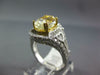 LARGE 3.70CT WHITE & FANCY YELLOW DIAMOND 14KT 2 TONE GOLD OVAL ENGAGEMENT RING