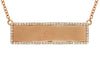 ESTATE .28CT DIAMOND 14K ROSE GOLD 3D RECTANGULAR ENGRAVABLE MATTE HALO NECKLACE