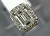 GIA LARGE 1.09CT DIAMOND 14K WHITE GOLD EMERALD CUT & ROUND HALO ENGAGEMENT RING