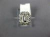 GIA LARGE 1.09CT DIAMOND 14K WHITE GOLD EMERALD CUT & ROUND HALO ENGAGEMENT RING