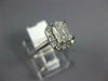 GIA LARGE 1.09CT DIAMOND 14K WHITE GOLD EMERALD CUT & ROUND HALO ENGAGEMENT RING